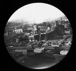 Északnyugati kilátás a bíróság épületéből az 1871-es chicagói tűzvész után